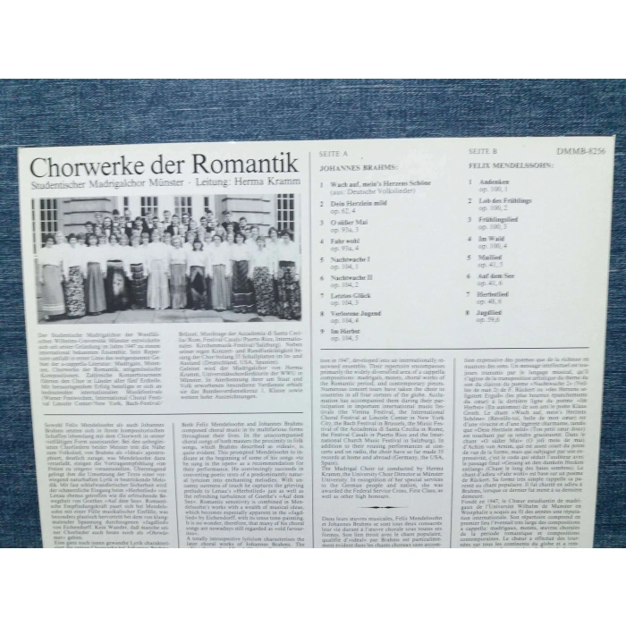 BRAHMS MENDELSSOHN ROMANTIC CHORE