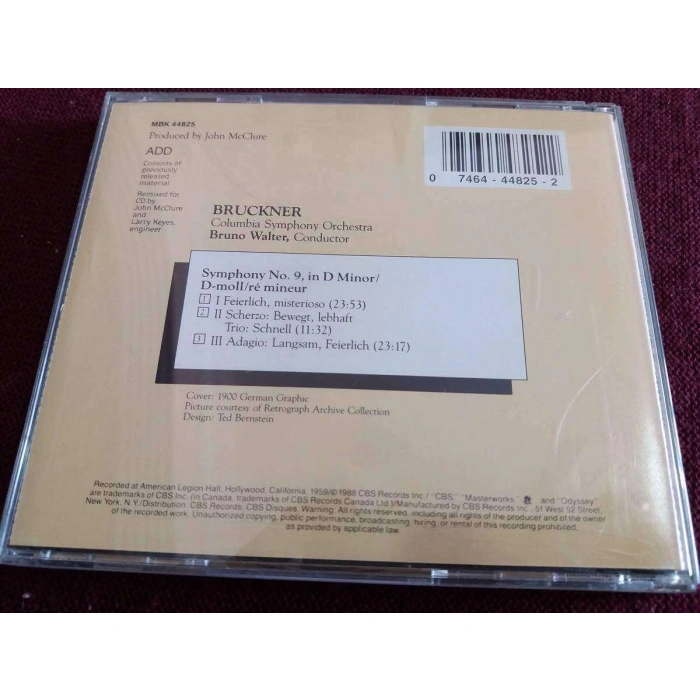 BRUCKNER SYMPHONY Nr.9 BRUNO WALTER