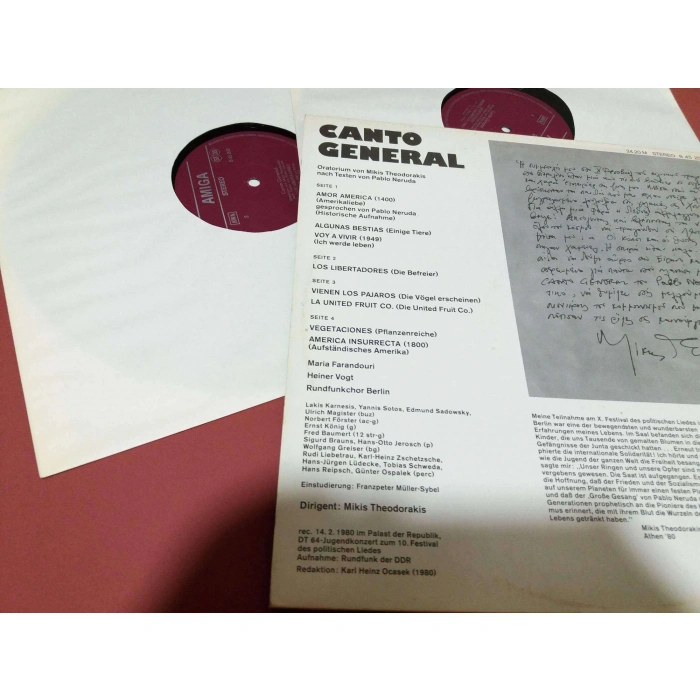 CANTO GENERAL MIKIS THEODORAKIS PABLO NERUDA 2 LP