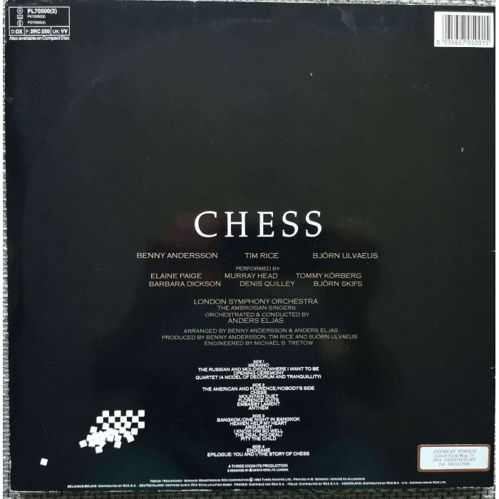 CHESS (ABBA) FILM MUSICAL 2 LP