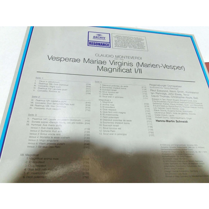 CLAUDIO MONTEVERDI VESPERAE MARIE VIRGINIS    2 LP