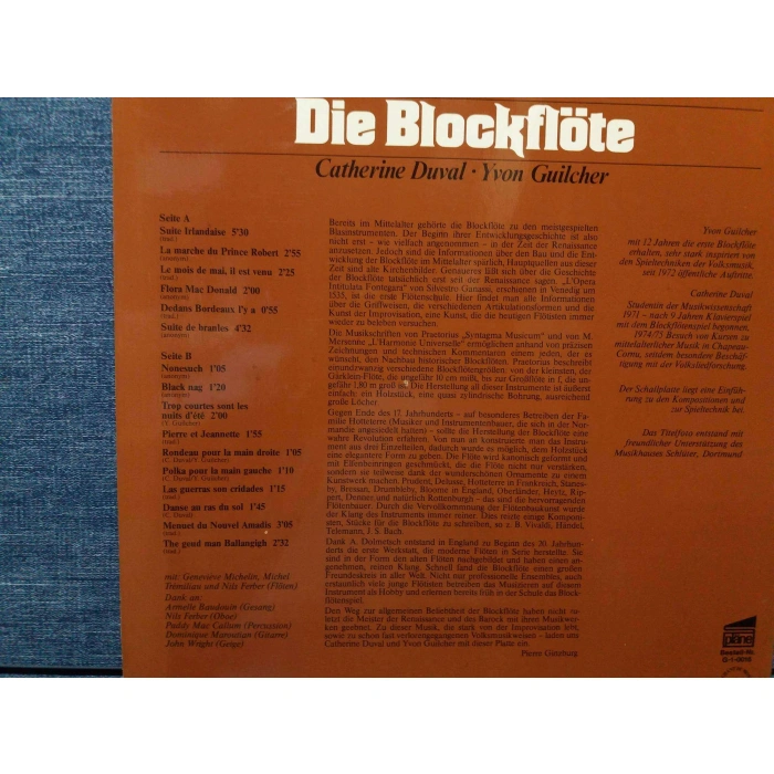 DIE BLOCKFLOTE CATHERINE DUVAL YVON GUILCHER