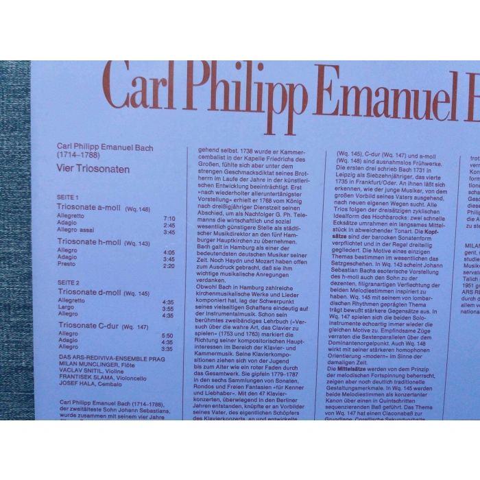 EMANUEL BACH 4 TRISONATEN
