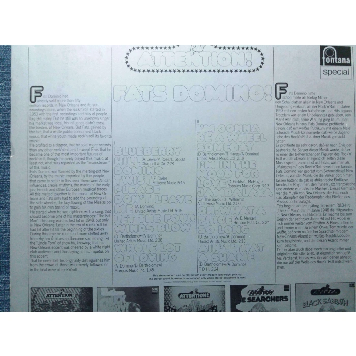 FATS DOMINO ATTENTION