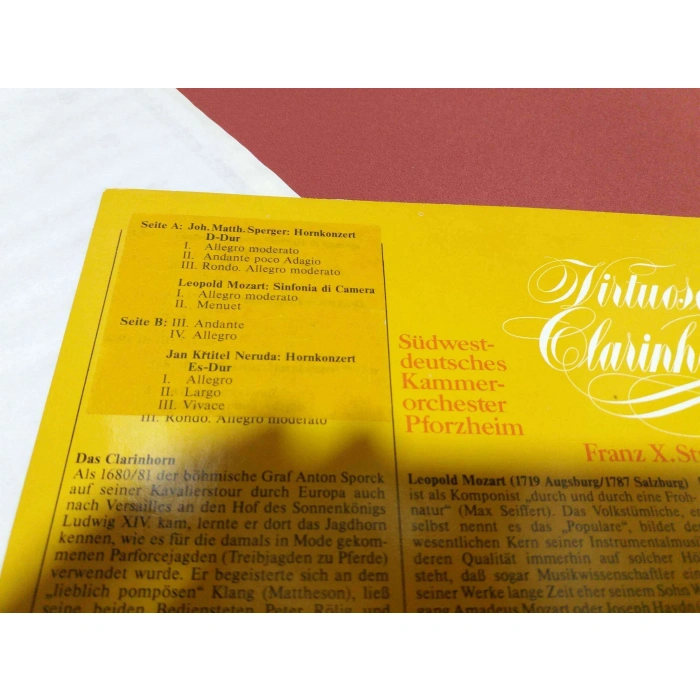 FRANZ XAVER CLARINHORN MOZART NERUDA SPERGER