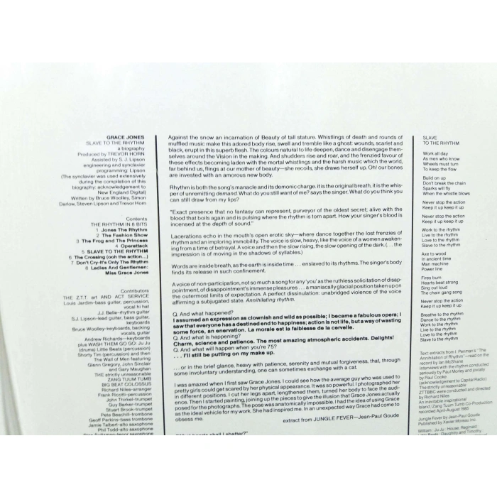 GRACE JONES SLAVE TO THE RHYTHM