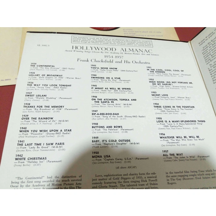 HOLLYWOOD ALMANAC FRANK CHACKSFIELD    2 LP