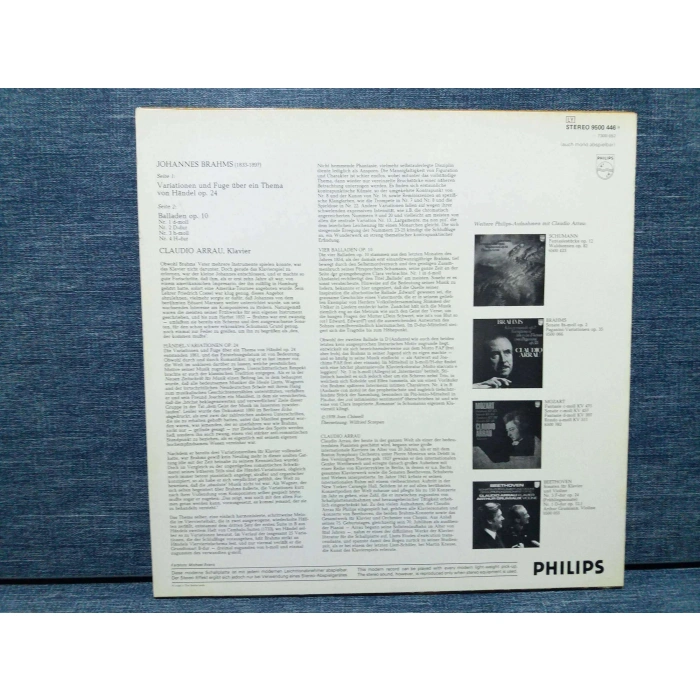 JOHANNES BRAHMS HANDEL OPERA BALLADEN CLAUDIO ARRAU