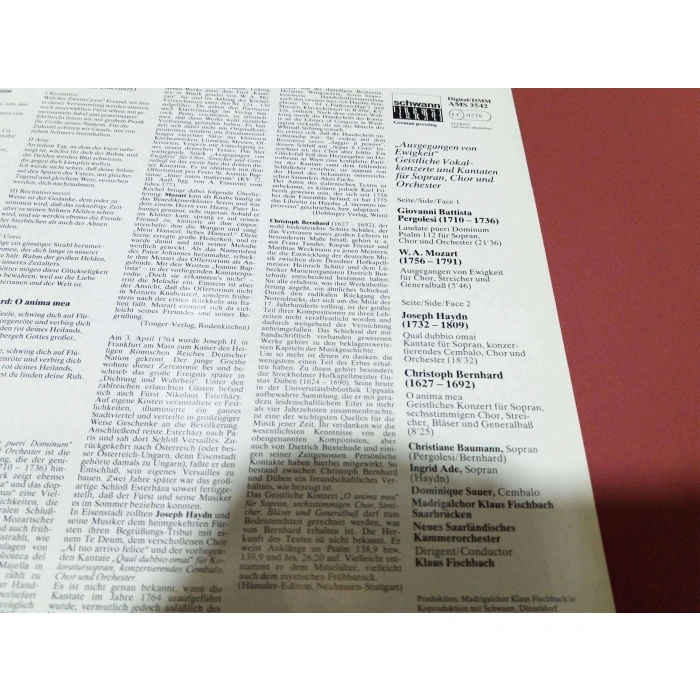 KANTATEN SOPRAN  PERGOLESSI MOZART HAYDN BERNHARD