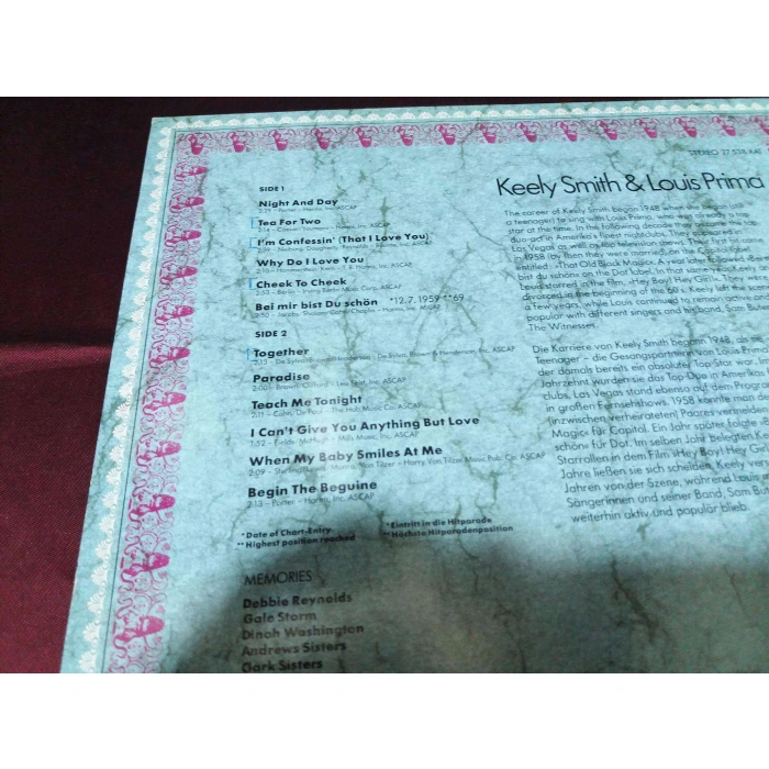 KEELY SMITH LOUIS PRIMA MEMORIES