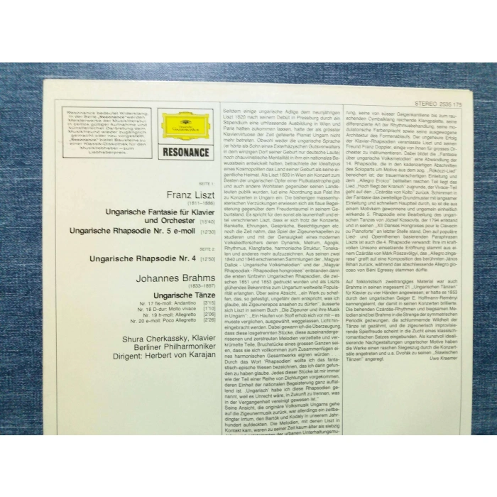 LISZT BRAHMS UNGARISCHE