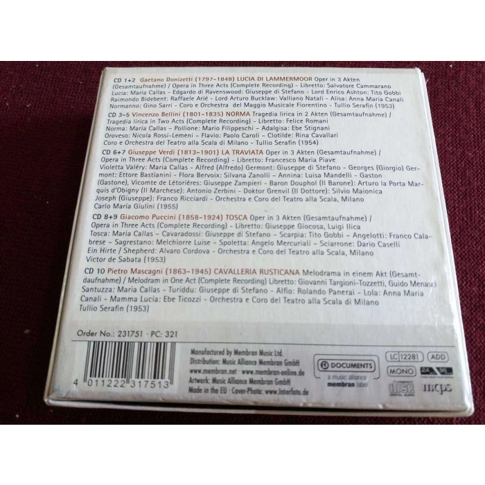 MARIA CALLAS HIS GREATEST OPERAS    10 DISC BOX