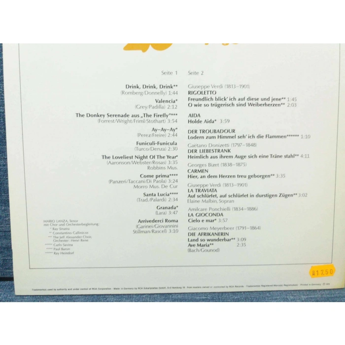 MARIO LANZA 20 GREATEST