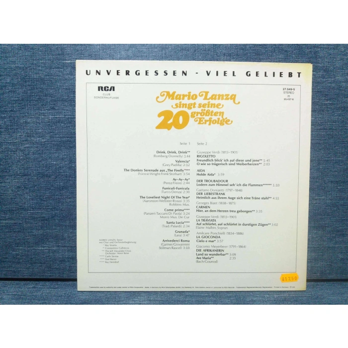 MARIO LANZA 20 GREATEST