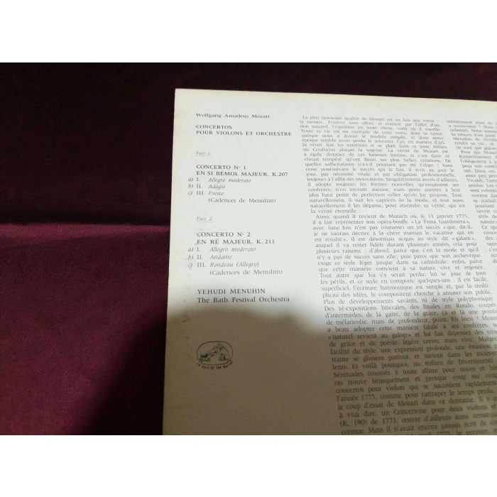 MOZART CONCERTOS POUR VIOLIN ET ORCHESTRE