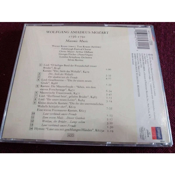 MOZART MASONIC MUSIC ISTVAN KERTESZ