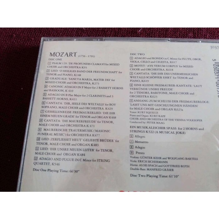 MOZART MASONIC OCCASIONS   2 CD