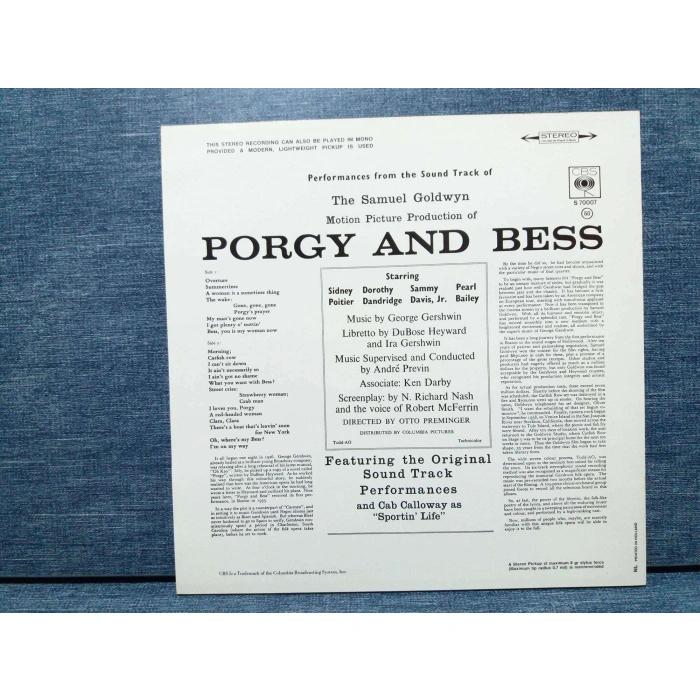 PORGY AND BESS SOUND TRACK FILM MUSIC