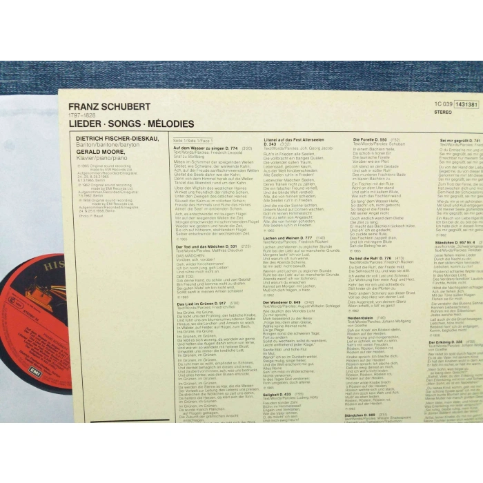 SCHUBERT LIEDER AUSWAHL GERALD MORE