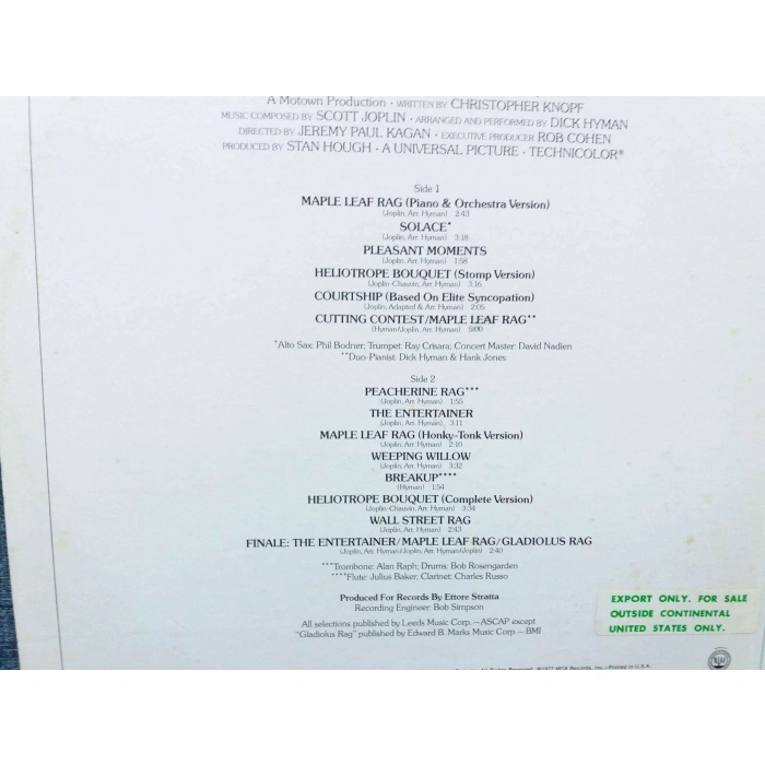 SCOTT JOPLIN SOUNDTRACK
