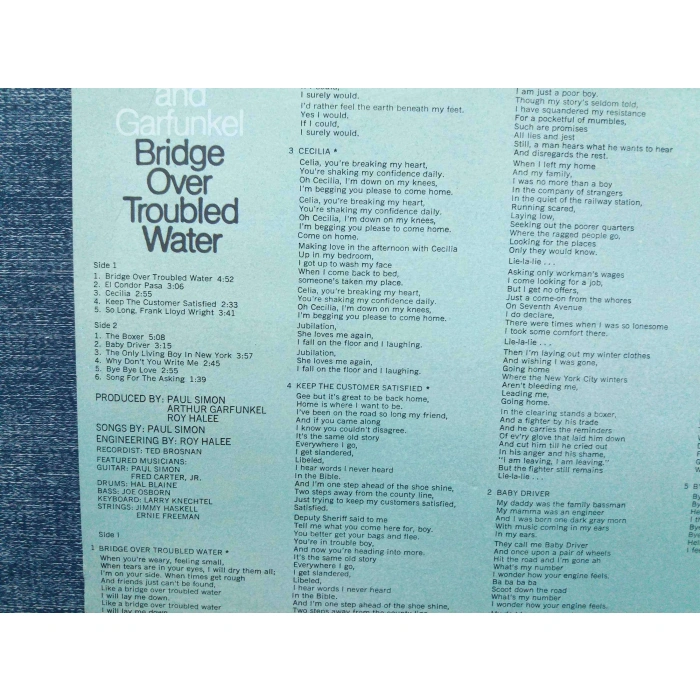 SIMON AND GARFUNKEL BRIDGE OVER TROUBLED WATER