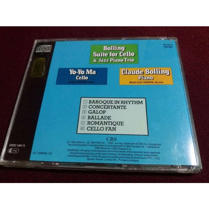 SUITE  JAZZ PIANO CLAUDE BOLLING - YO YO MA CELLO