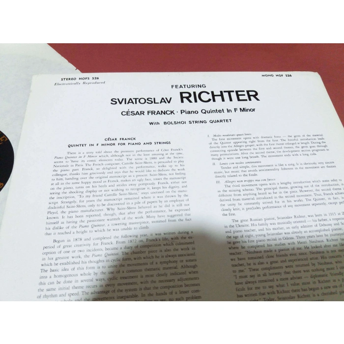 SVIATOSLAV RICHTER PIANO QUINTETT CESAR FRANK