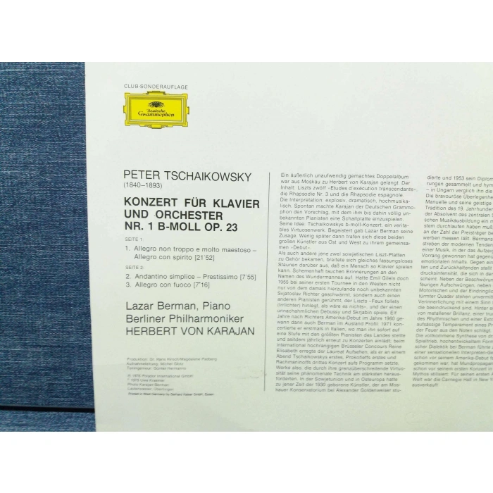 TSCHAIKOWSKY KLAVIER Nr.1 KARAJAN LAZERMAN