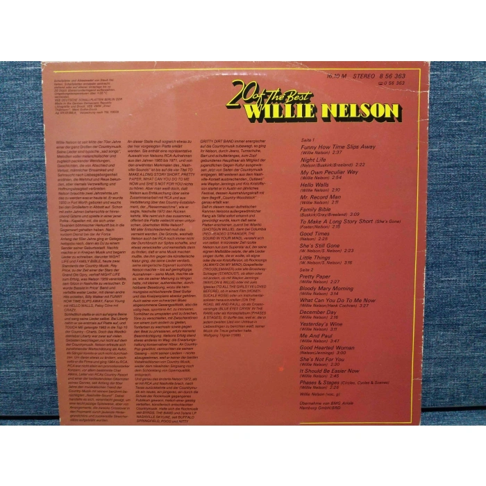WILLIE NELSON 20 HITS GREATEST