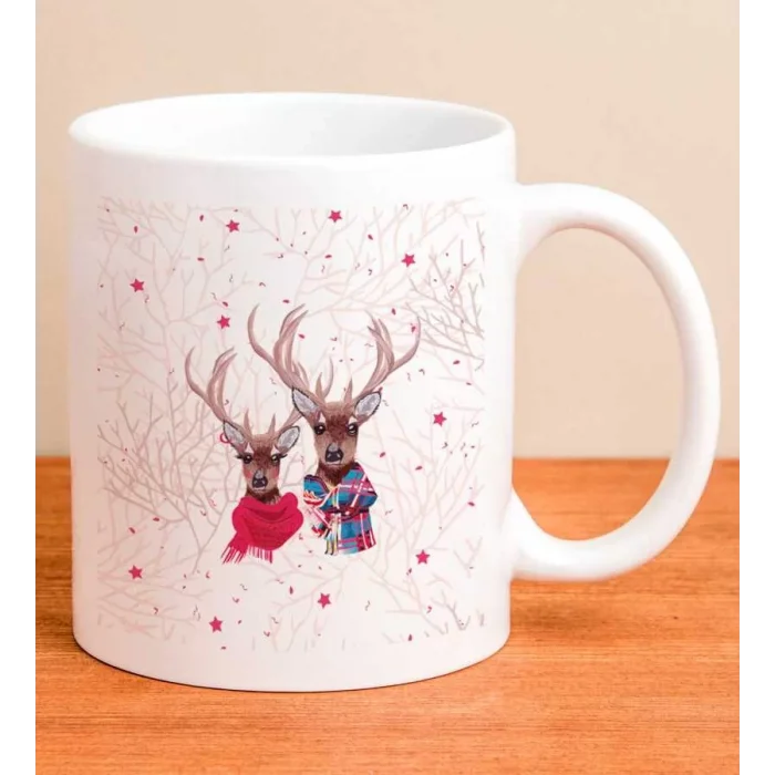 Yeni Yıla Özel Kupa Bardak - Geyikli