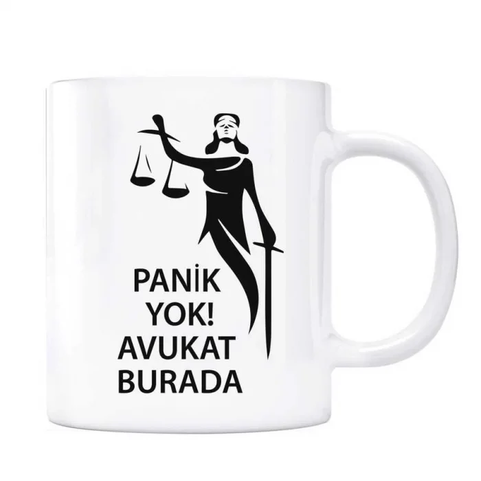 Avukatlara Özel Kupa Panik Yok Avukat Burada Adalet Heykeli