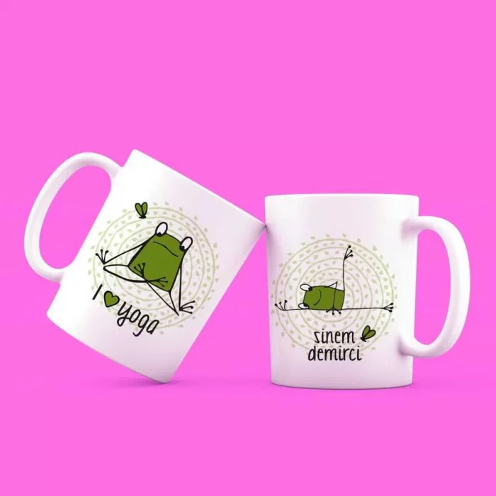 I Love Yoga Kurbağa Kişiye Özel Kupa Bardak