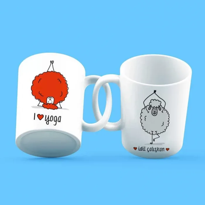 I Love Yoga Kuzu Kişiye Özel Kupa Bardak