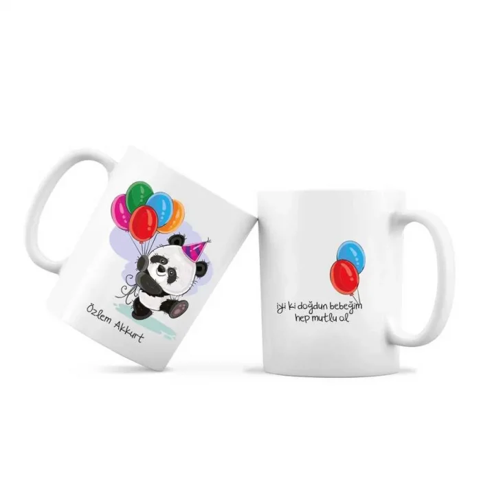Kişiye Özel Kupa Bardak - Panda Doğum Günü Mesajı