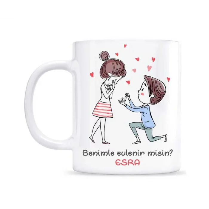 Sevgiliye Özel Kupa Bardak - Benimle Evlenir misin