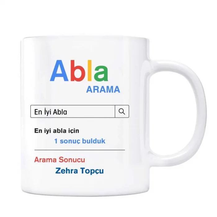 Kişiye Özel İsimli Arama Motoru Kupa Bardak - Abla