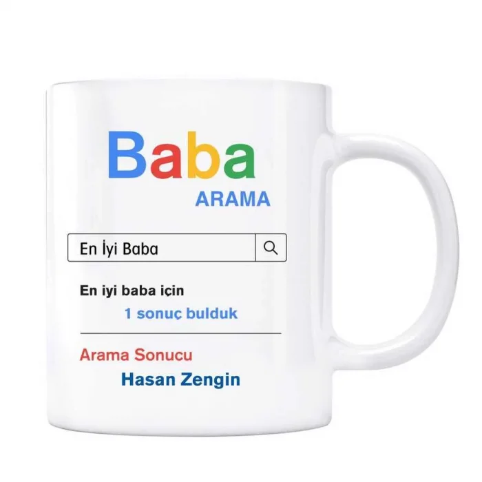 Kişiye Özel İsimli Arama Motoru Kupa Bardak - Baba