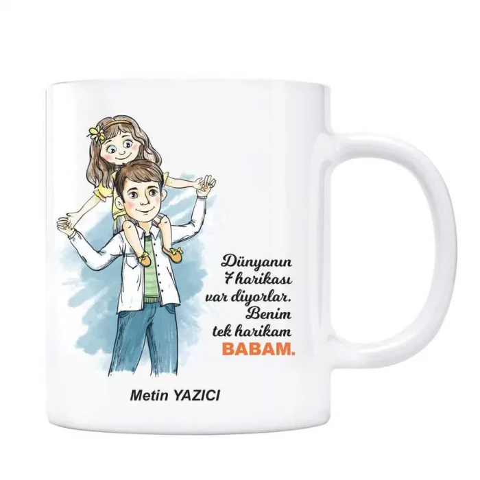 Babam Kişiye Özel İsimli Kupa Bardak - Dünyanın 7 Harikası