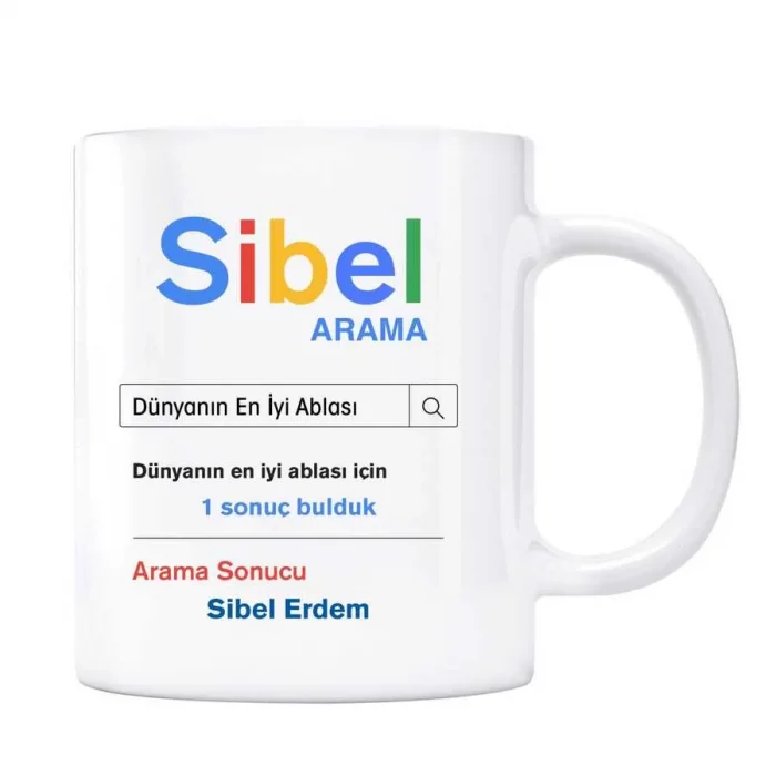Kişiye Özel İsimli Arama Motoru Kupa Bardak - Dünyanın En İyi Ablası