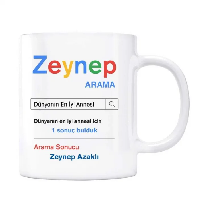 Kişiye Özel İsimli Arama Motoru Kupa Bardak - Dünyanın En İyi Annesi