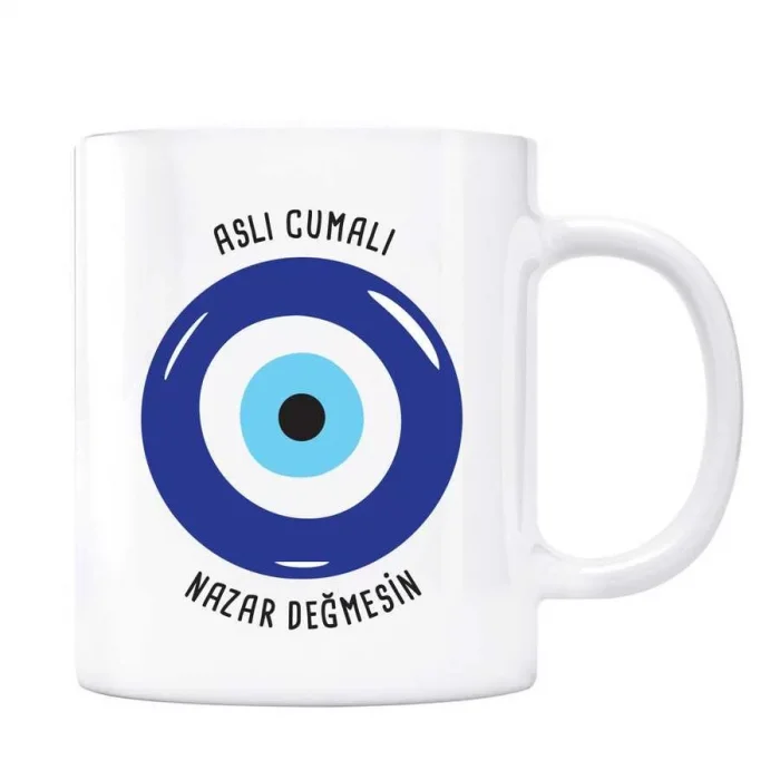 Nazar Boncuk Mavi Nazar Değmesin Kişiye Özel İsimli Kupa Bardak