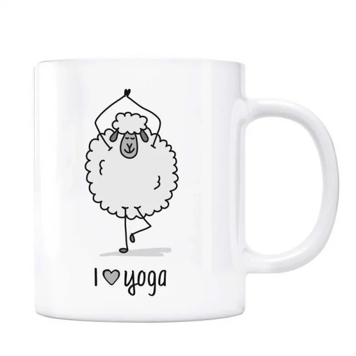 I Love Yoga Kişiye Özel İsimli Kupa Bardak - Kuzu Gri Renk