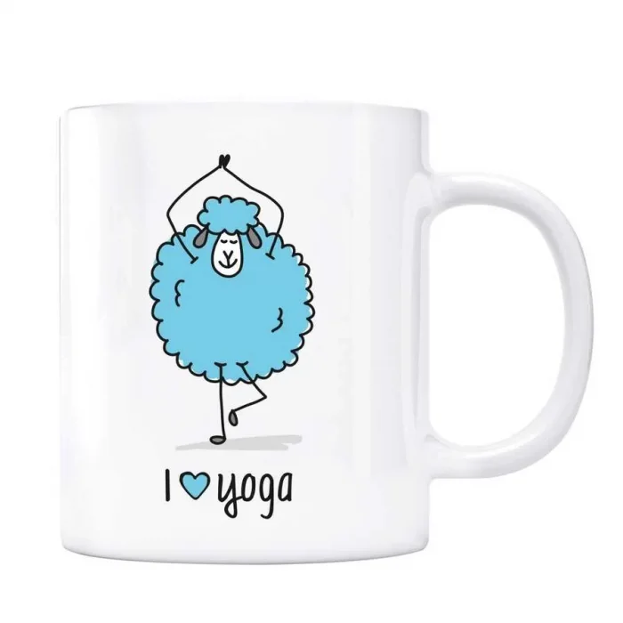 I Love Yoga Kişiye Özel İsimli Kupa Bardak - Kuzu Mavi Renk