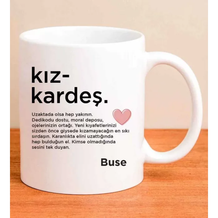 Kişiye Özel İsimli Kupa Bardak - Kız Kardeş