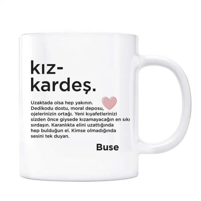 Kişiye Özel İsimli Kupa Bardak - Kız Kardeş