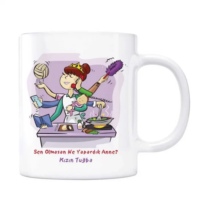 Annelere Özel İsimli Kupa Bardak - Sen Olmasan Ne Yapardık Anne