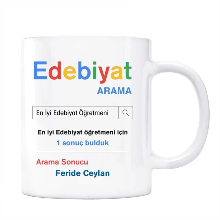 Öğretmenler Gününe Özel İsimli Arama Motoru Kupa Bardak - Edebiyat Öğretmeni