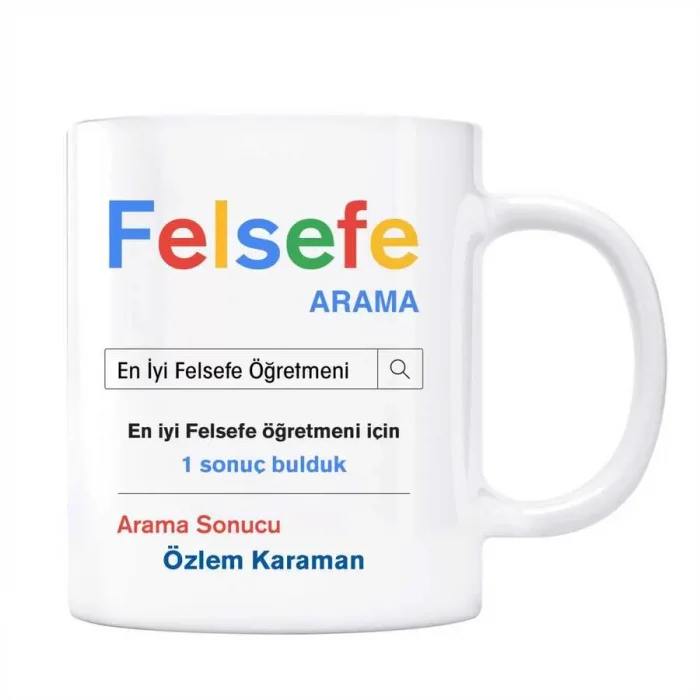 Öğretmenler Gününe Özel İsimli Arama Motoru Kupa Bardak - Felsefe Öğretmeni