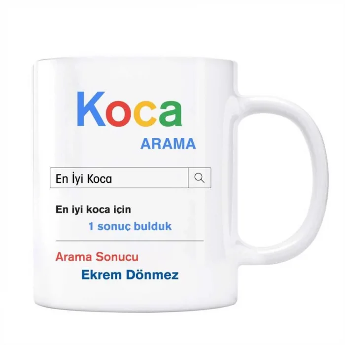 Sevgililer Gününe Özel İsimli En İyi Koca Google Arama Motoru Kupa Bardak