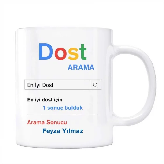 Kişiye Özel İsimli Dost Google Arama Motoru Kupa Bardak